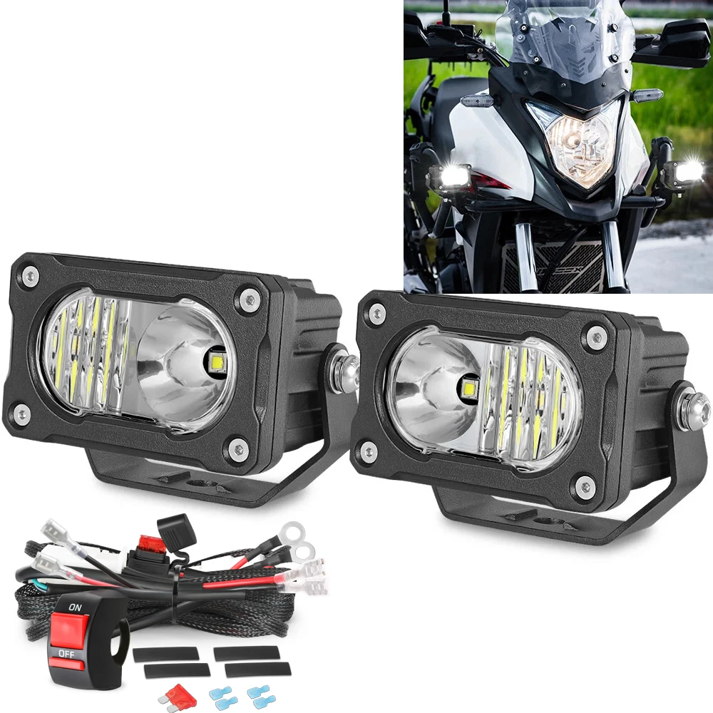 For KAWASAKI KLR 650 2022-2024 KLR650 LED Combo Cube Pods White Fog Light 2x 3