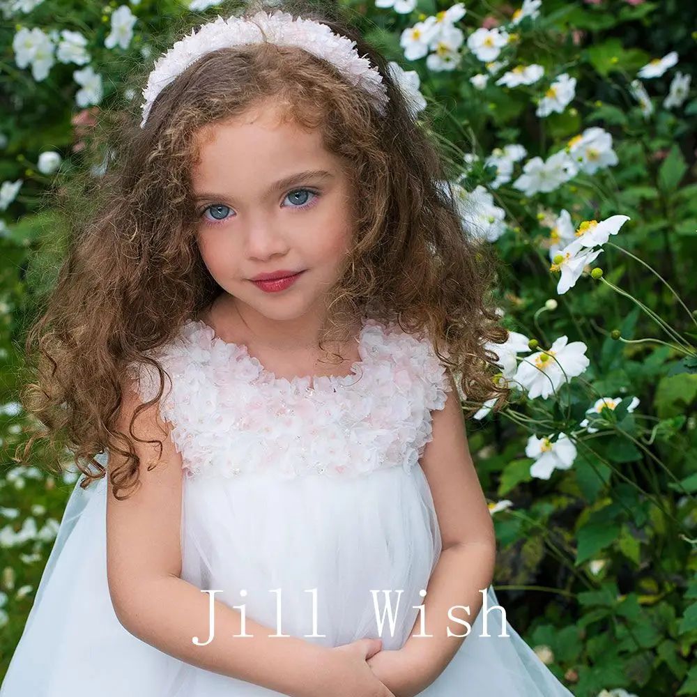 Jill Wish-Robe de Luxe pour Fille, Tenue de Princesse, à Fleurs Blanches, pour ixd'Anniversaire, de Mariage, de Bal, Communion, 2024, J192