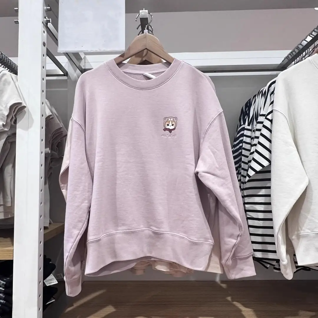 Spring Women's round Neck Long Sleeve Sweatshirt Sports Jacket Loose Fit Cotton Crew Neck Commute Style Cartoon Pattern