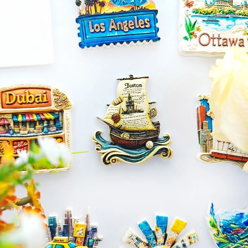 Boston Fridge Magnet - 3D Massachusetts Travel Souvenir New England Landmark Decor Unique USA Gift with Strong Magnet