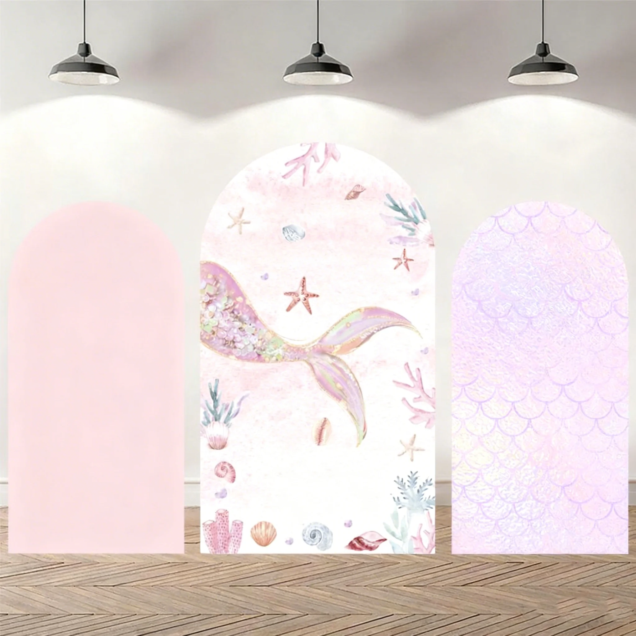 

LS Custom Under The Sea Mermaid Princess Birthday Covers Arch Background Baby Shower Party Decor Backdrop Photo Doubleside