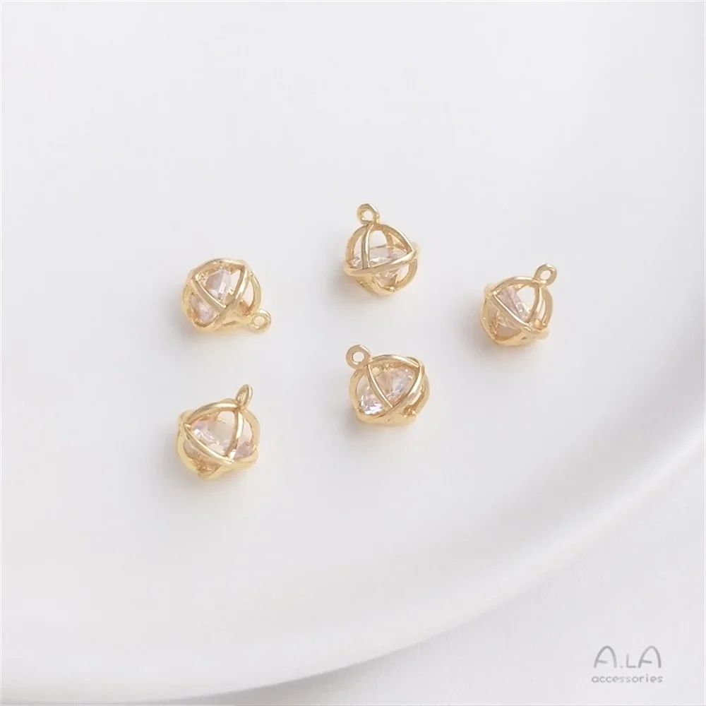 14K gold covered zirconia spirit planet pendant diamond-shaped charm handmade diy earrings bracelet jewelry pendant