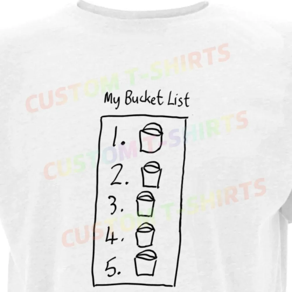 

70 161_My_Bucket_List Fans' comic-style hand-drawn pattern T-shirts for both men and women in summer