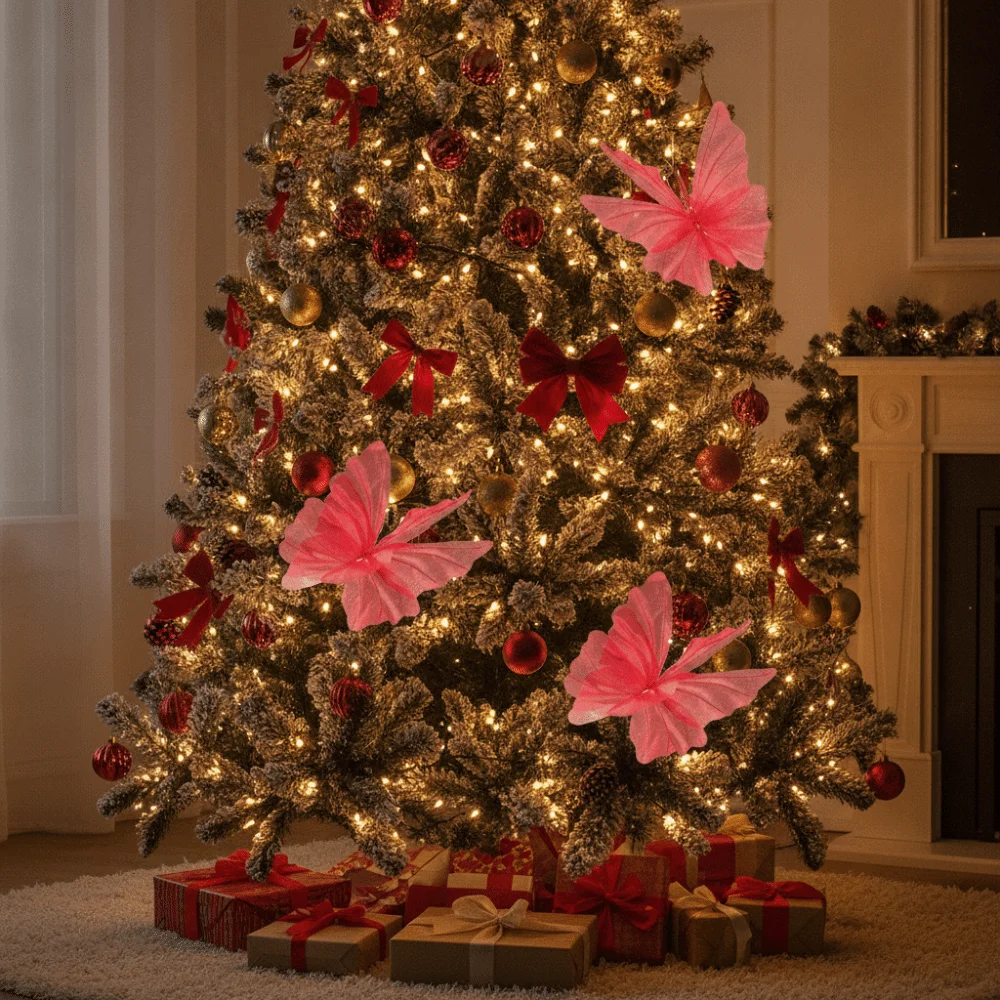 3D Texture Christmas Tree Butterfly Decoration Large Simulated Artificial Butterfly Pendant Realistic Artificial 3D Butterfly