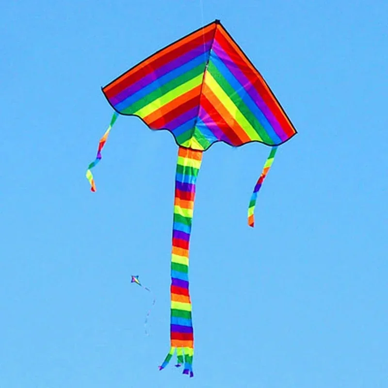 Free shipping rainbow delta kites for children kites for kids reel nylon kite butterfly kite quad line kite handles parachute