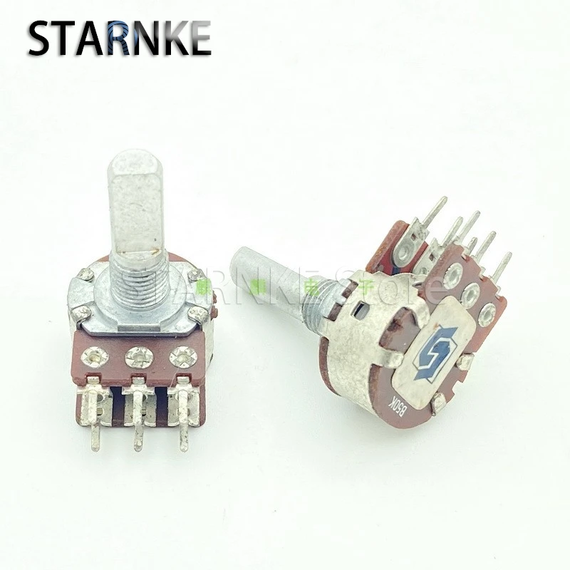 2PCS 16 Type 6-pin Double B50K Speaker Amplifier Audio Treble And Bass Volume Potentiometer With Center Positioning