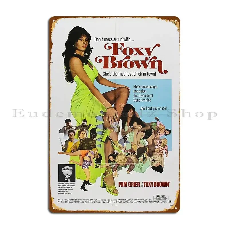 Foxy Brown Pam Grier Metal Sign Decoration Iron Party Garage Cinema Tin Sign Poster