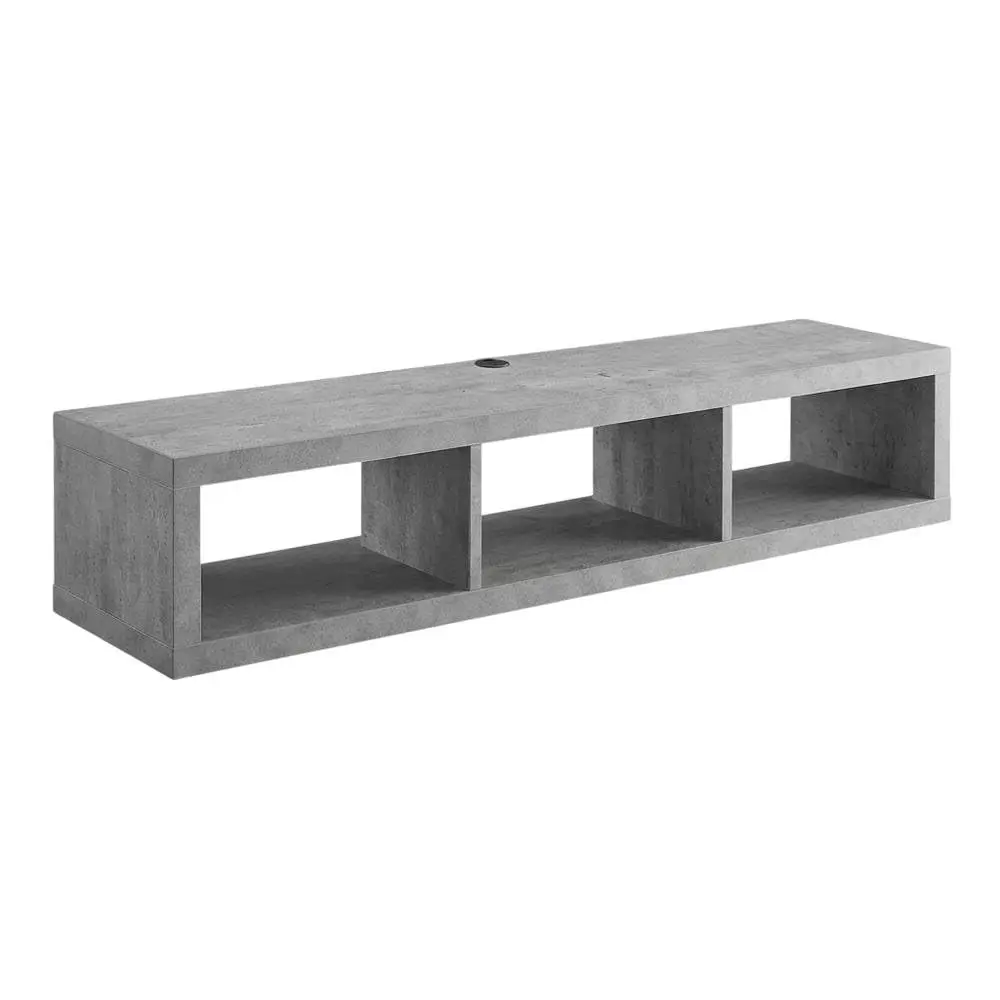 Gray Floating TV Stand Wall Mounted Console Entertainment Center With Shelf For Bedroom Living Room, Customized