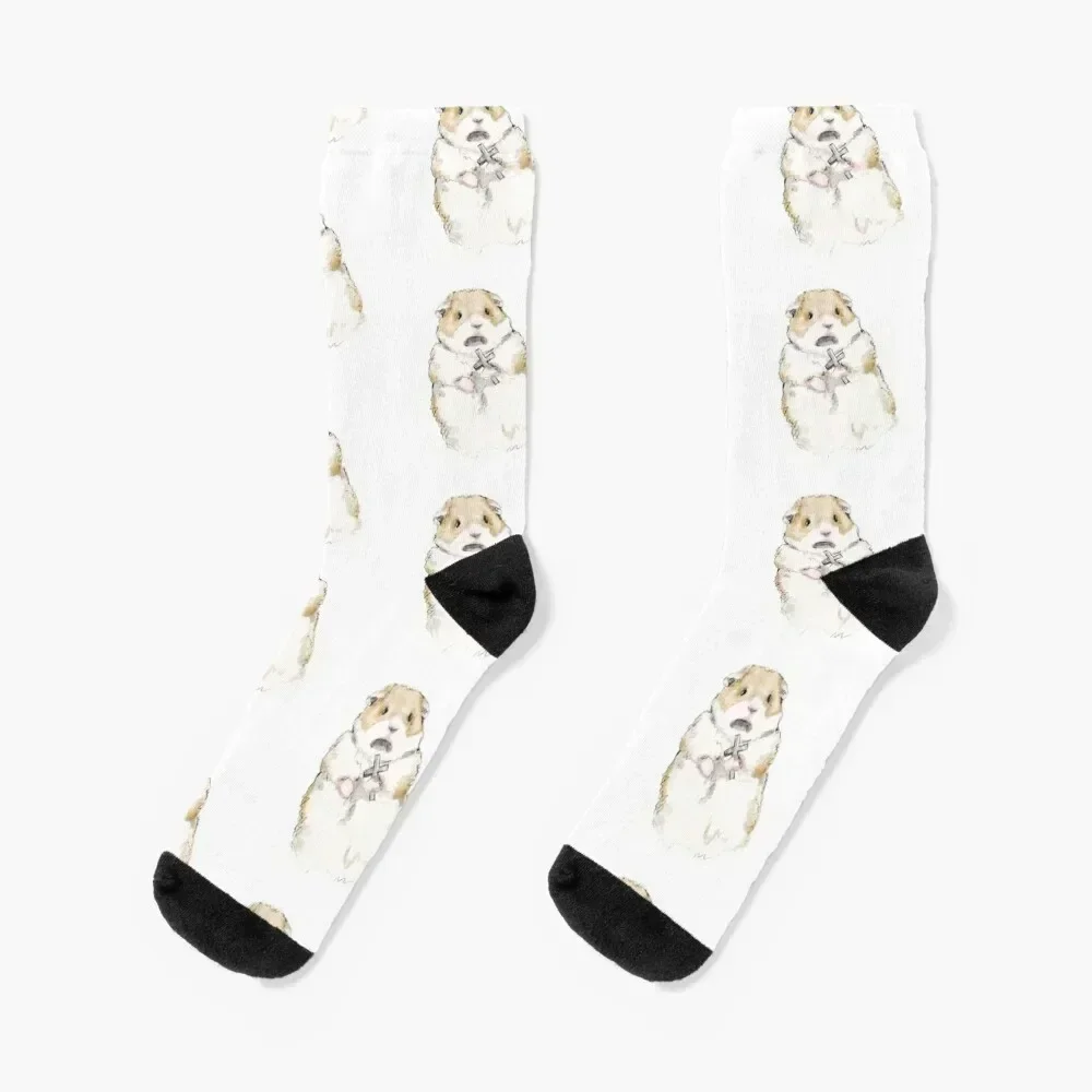 

Scared Hamster Meme Design Sticker Socks christmas stocking New year's sport bright garter Socks Women Men's
