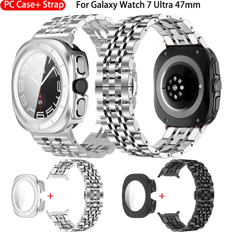 Glas gehäuse Edelstahl armband für Samsung Galaxy Uhr 7 Ultra 47mm Armband Armband für Galaxy Watch Ultra 47mm lte Abdeckung