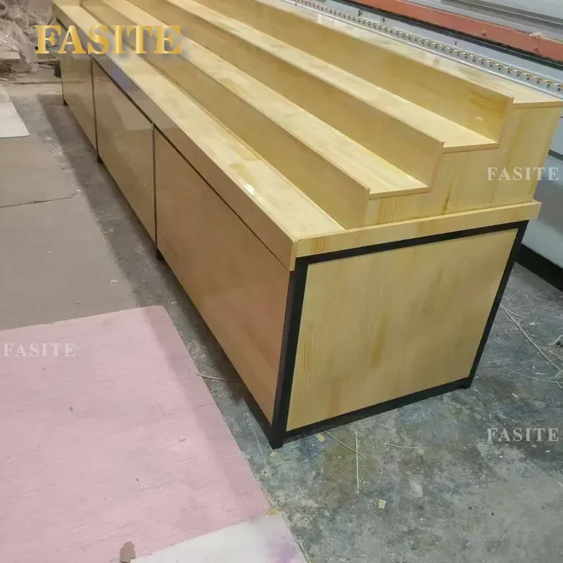 For Fruit Vegetable Supermarket Trapezoidal Stepped Display Shelf Multi Layer Middle Island Cabinet Stacking Head Storage