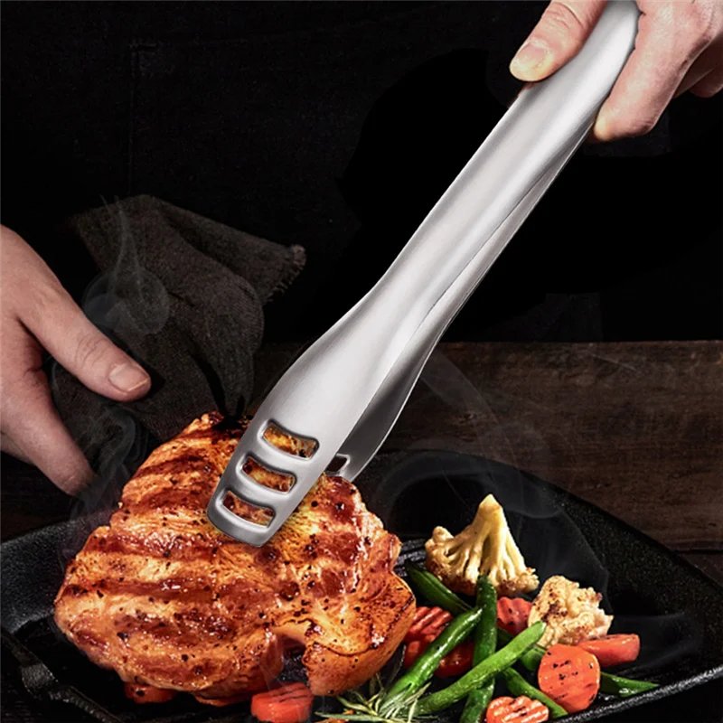 Stainless Steel Barbecue Clip Barbecue Clip Extended Handle Steak Clip Automatic Opening and Closing Food Clip