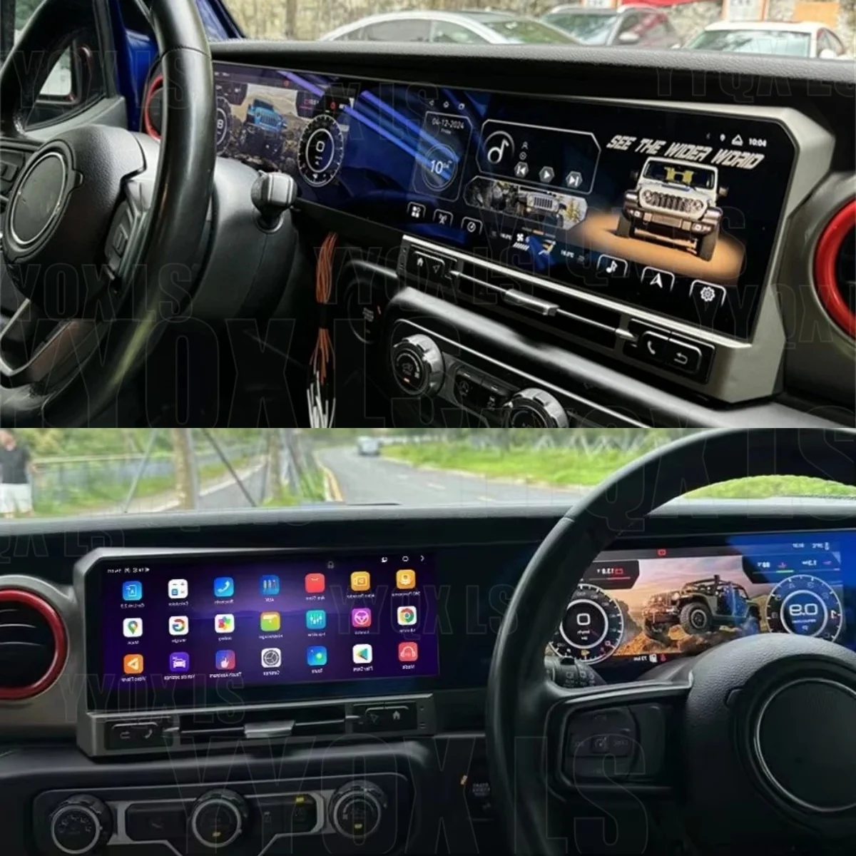 Dual-screen Car Radio Android auto For Jeep Gladiator Wrangler JL 2018~2023 GPS Navigation Audio Multimediavideo player Stereo