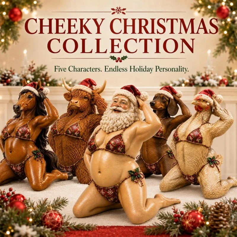 Christmas Santa Claus Figurine Holiday Table Centerpieces Kneeling Santa Claus Figurine Bikini Highland Cattle For Festive