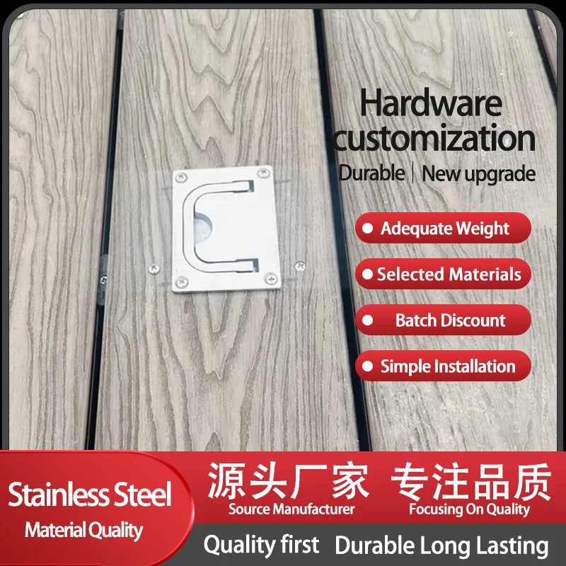 (2-Piece) Folding Machinery Industrial Equipment Home Decoration Hidden Floor Hatch Panel Handle 304 Stainless Steel