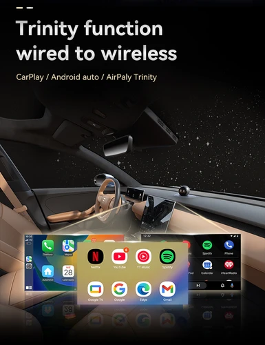Imagen 2 del producto Nueva actualización 3 en 1 adaptador inalámbrico de enlace de espejo Carplay cableado instantáneo a conversión inalámbrica Plug & Play para iPhone/Android 2025