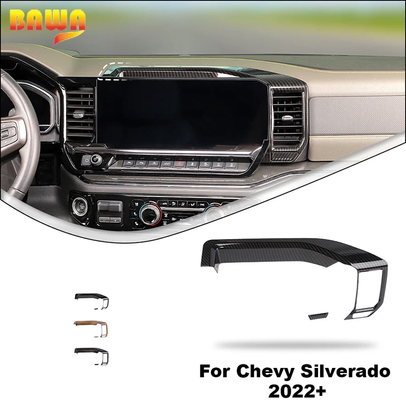 BAWA Central Control Navigation Panel Decoration Cover Trim For Chevrolet Silverado 2022 2023 Interior Accessories