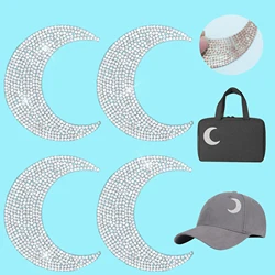 Moon Self-Adhesive Silver Rhinestone Diy Hat Luggage Decoration Iron On Transfer For Clothing Sequin Applique Stickers Logo