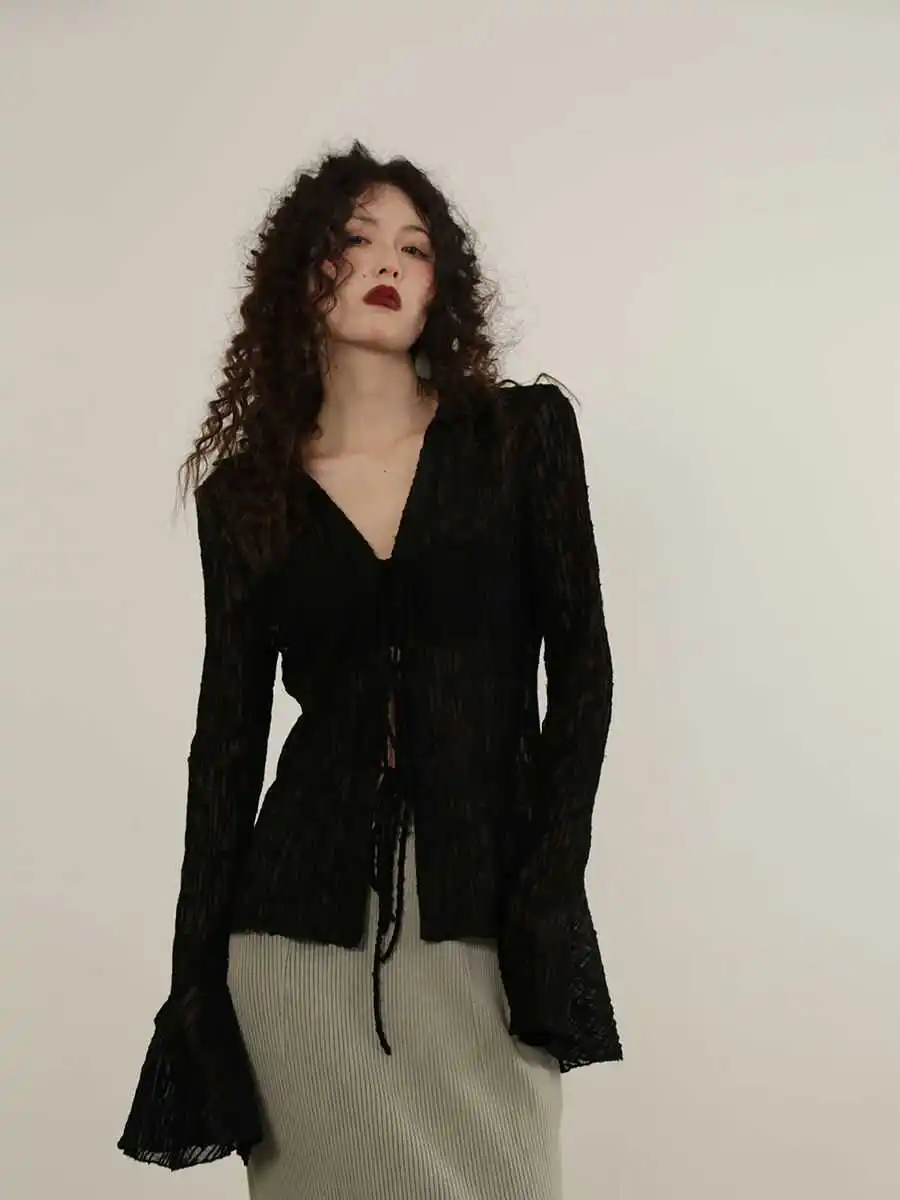 Pittig Meisje Kanten Rand Open Vest Slim Fit Zomer Dunne Sle Sexy Zonwering Bovenkleding Dames Irt Koreaanse Pendelen Sle