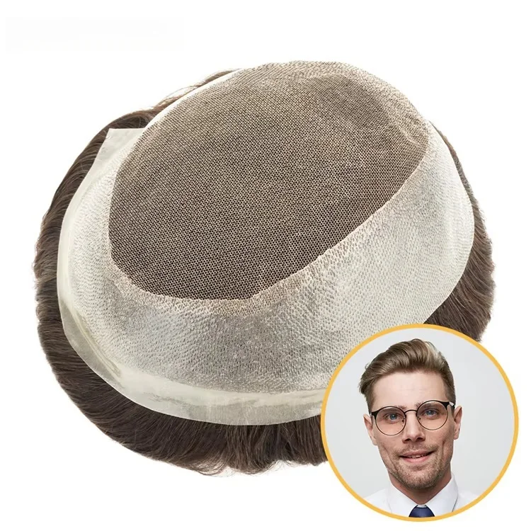 

НОВАЯ АВСТРАЛИЯ Кружева 100% система замены человеческих волос Шерсть PU по периметру Оптовая продажа Мужской парик