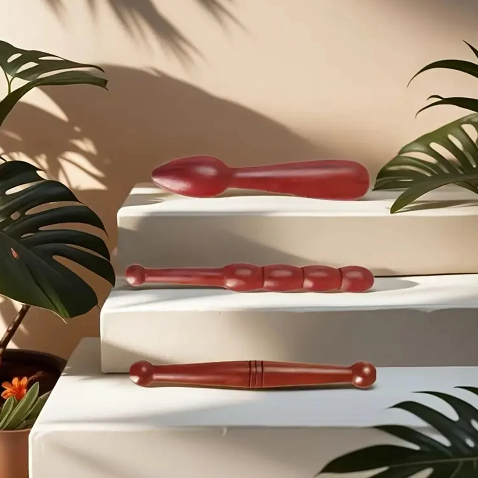 عصا تدليك يدوية للرجال والنساء مدلك خشب زهر الكمثرى الطبيعي مهدئ ميريديان مُدلك يدوي الرعاية الصحية