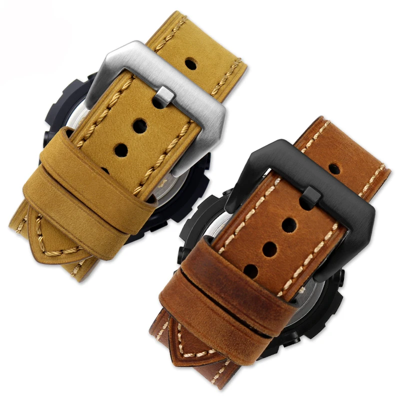 High Quality Vitage Cowhide Watchband for Casio Leather Male GST-S130/S110/S120/W130L/B100/W300 Watch Strap Bracelet Brown Black