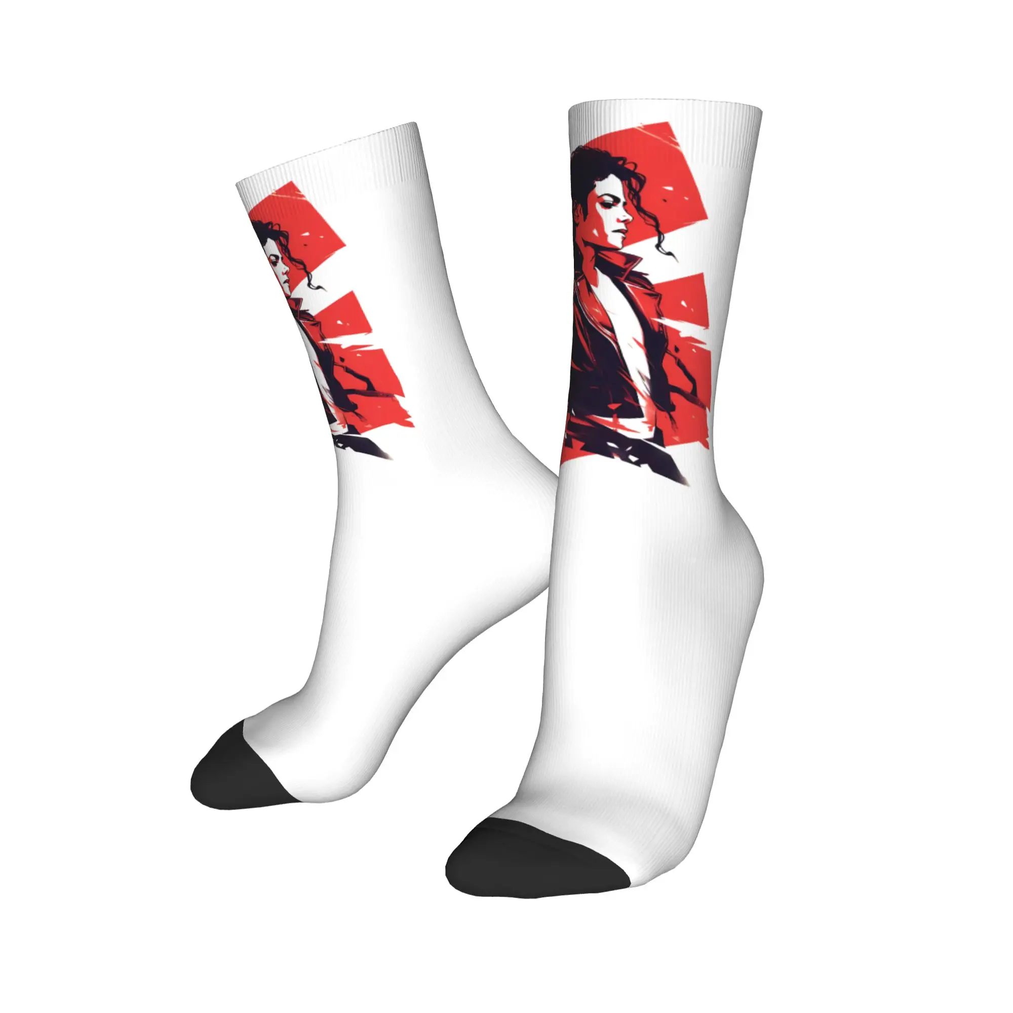 

Colorful Pop King MJ Soccer Socks Polyester Middle Tube Socks for Women Men Breathable,