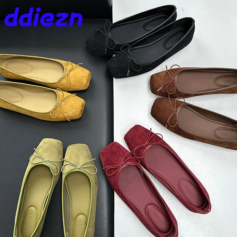 Luxury Fashion Butterfly-Knot Ladies Flat With Shoes Female Slides Silk Footwear Shallow Ballet Flats Dance Shoes For Women
