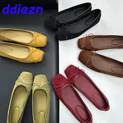 Luxury Fashion Butterfly-Knot Ladies Flat With Shoes Female Slides Silk Footwear Shallow Ballet Flats Dance Shoes For Women