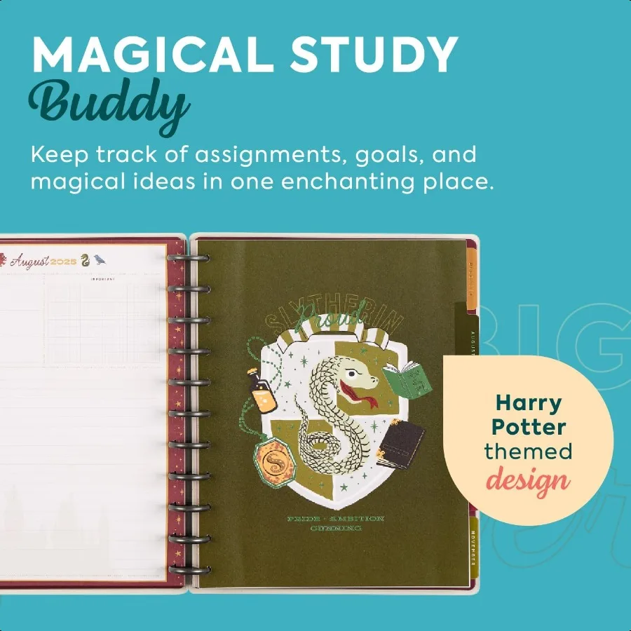 Happy Planner  DiscBound 12Month July 2025June 2026 Planner Big Size Student Layout Back to Hogwarts