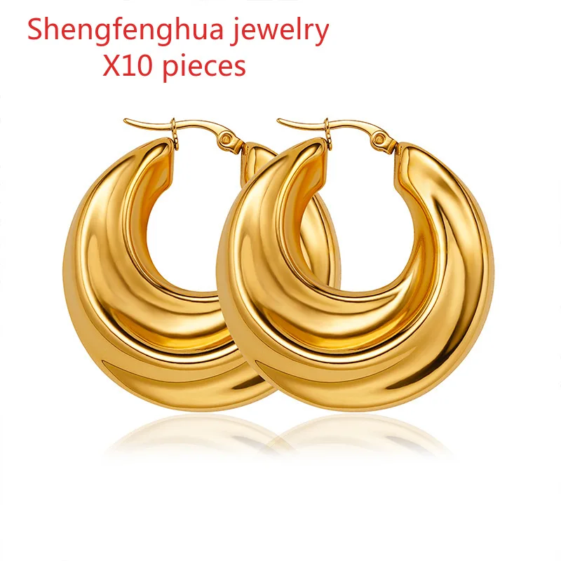 

Free shipping 10pcs Free shipping fashion 2024 new stainless steel hollow earrings women's niche ins wind circle temperament ear