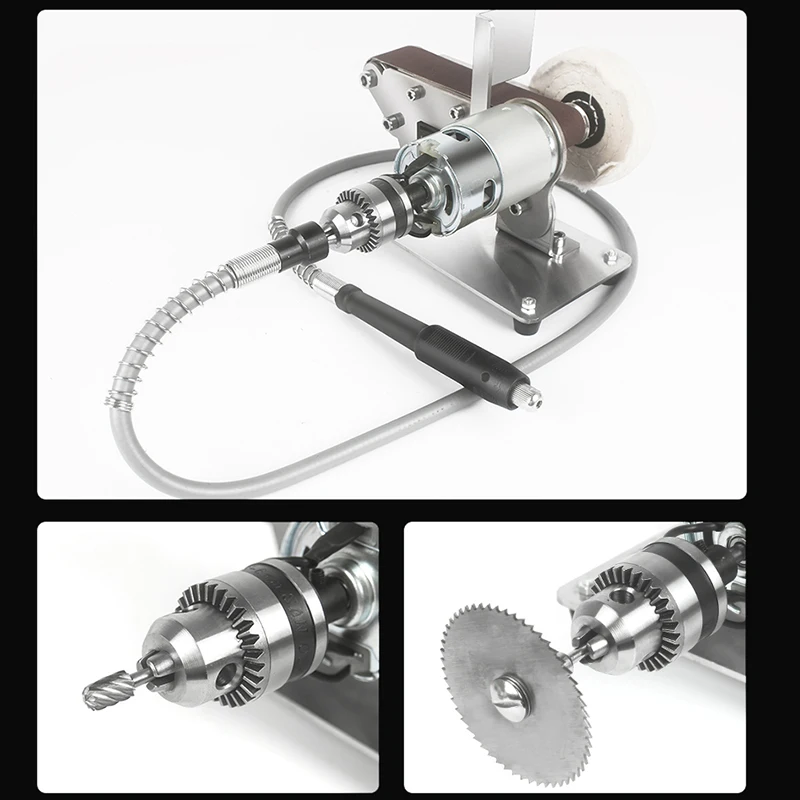Mini lijadora eléctrica de correa multifuncional, amoladora de correa, máquina de pulido DIY, cortador de bordes, afilador de 7 engranajes