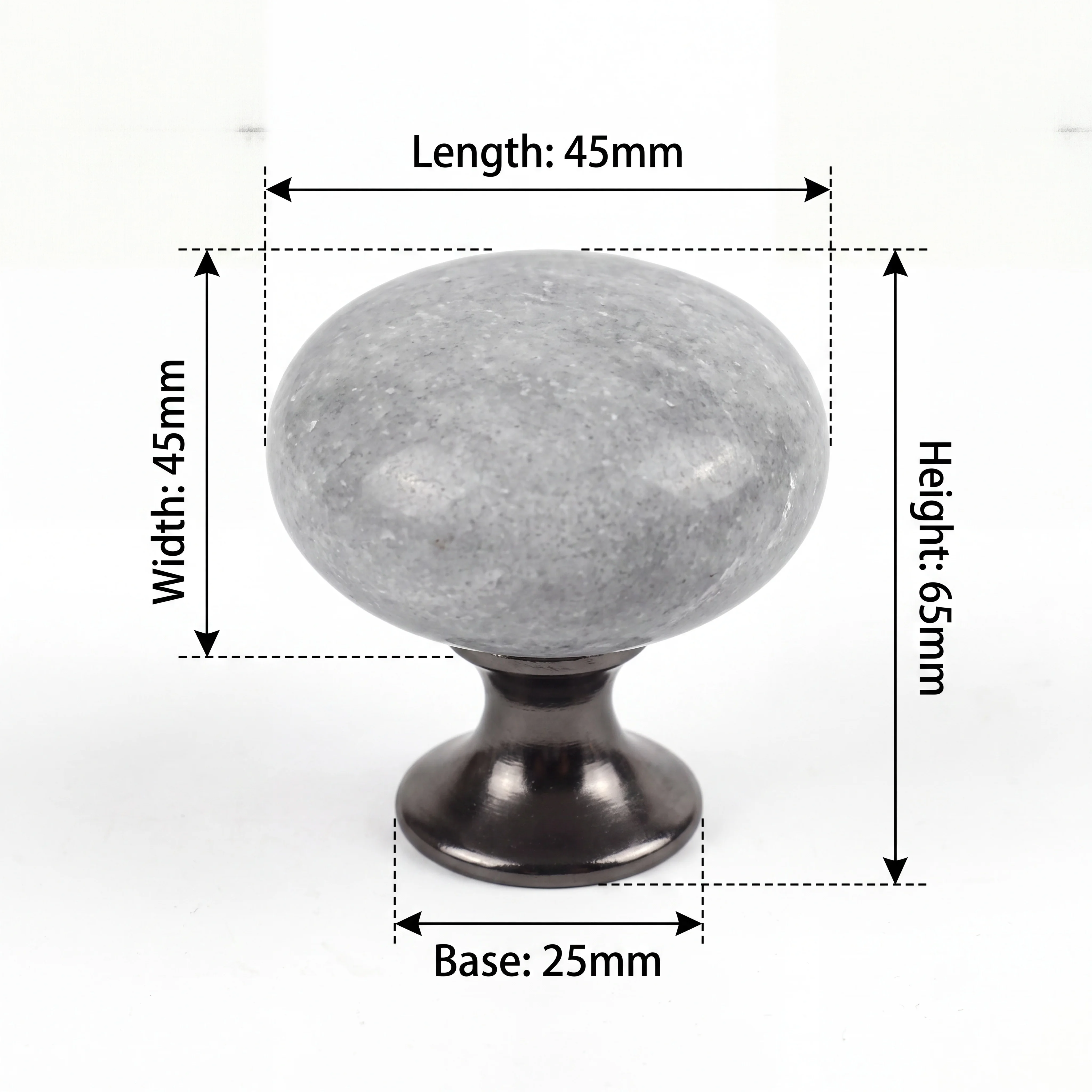 Natural Grey Round Marble Single Hole Knob Minimalist Handle Decor Pull for Wardrobe Cabinet Drawer