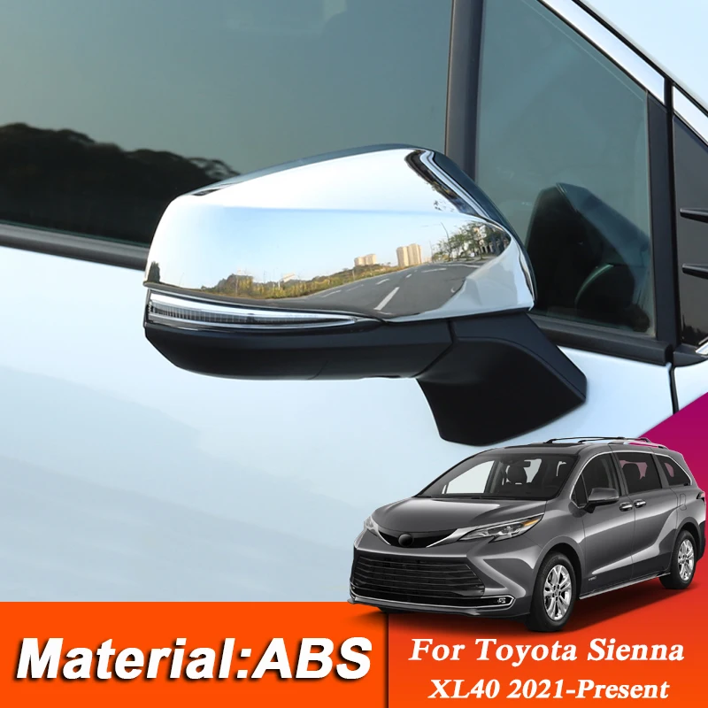 

2PCS Rearview Mirror Rain Eyebrow Cover For Toyota Sienna XL40 2021-Present Sequin Car Chromium Styling ABS External Accessories