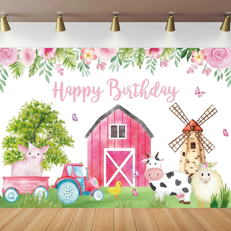 

Photography Backdrop Farm Animal Birthday Party Background Banner Decoration Farm Animal House Barnyard Theme Poster