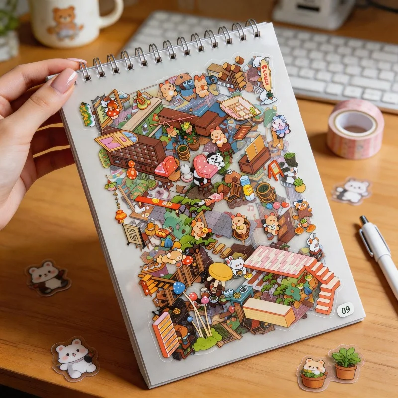 3D Scene Sticker Book Featuring 8 Different Scene DIY Miniature House/creative Gift DIY A Preferred Halloween and Christmas Gift