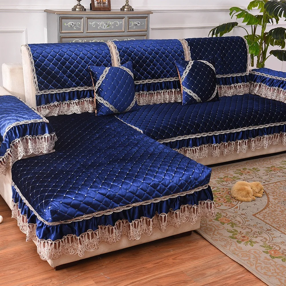 

Luxury Living Room Sofa Cover High-end Soft Warm Plush Sofa Set Lace Furniture Cover Non-slip Sofa Cushion Slipcover Pillowcase