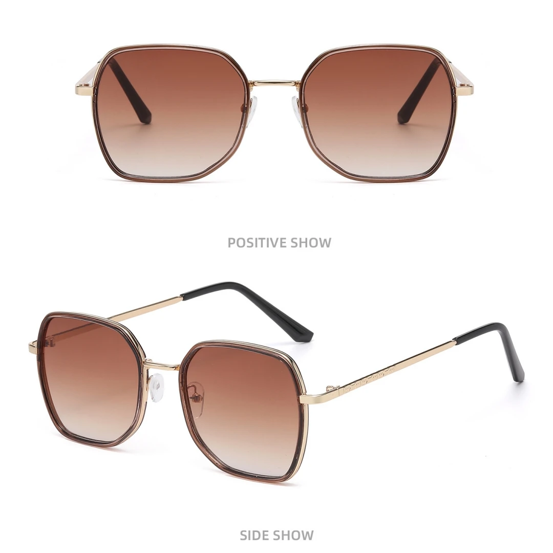 UV-beständige Sonnenbrille, moderne Sonnenbrille aus Polycarbonat und Metall, Damen-Sonnenbrille, elegant für modisches Outfit, Reisen, Autofahren – Detail 3