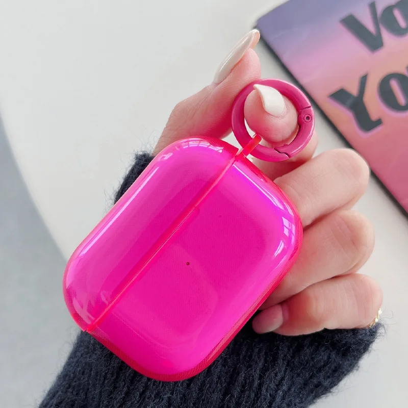 Fluorescencyjne etui na słuchawki w kolorze cukierkowym do Apple AirPods Pro 3 Air Pods 4 2 1, przezroczyste, miękkie, z TPU, ochronne.