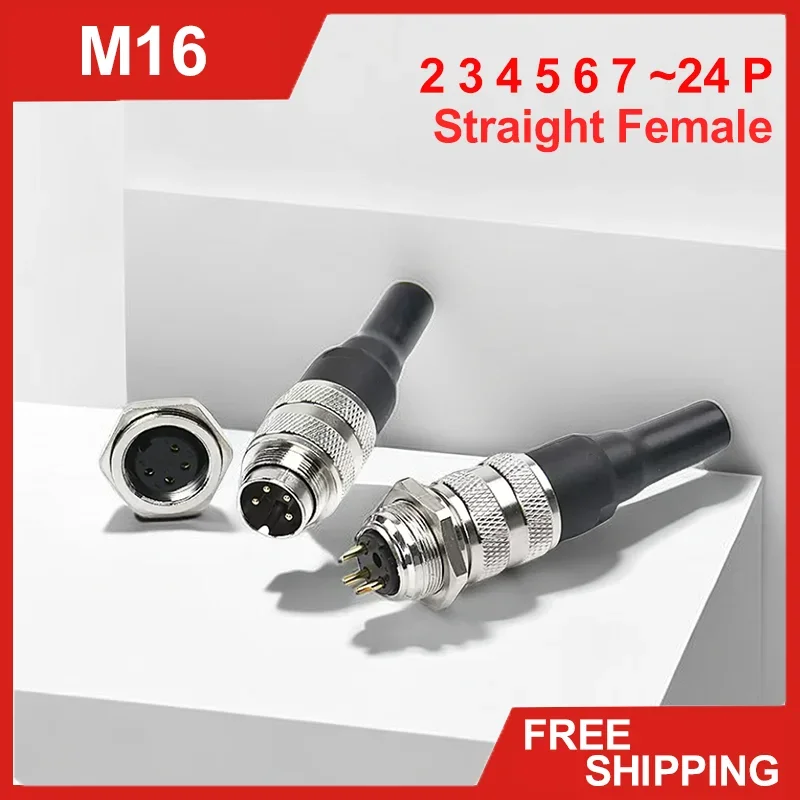 5/10/20 Pcs M16 Aviation Plug Connectors Reverse Installation Straight Female Head J09 2 3 4 5 6 7 8 12 19 24 Pin