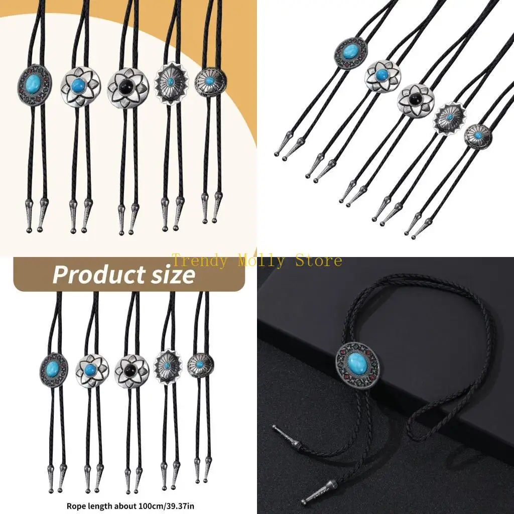 n5kb-5-pz-western-cowboy-vintage-fiore-ciondolo-in-pietra-bolo-tie-corda-in-pelle-intrecciata-cavo-cravatta-collana-gioielli