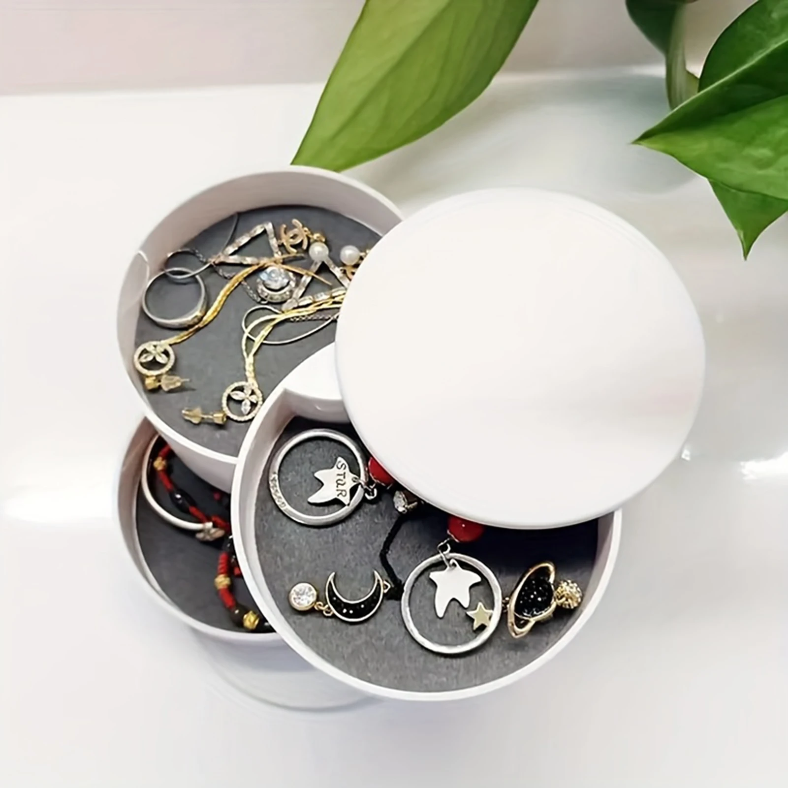

Rotating Multi-Layer Jewelry Box Classified Storage Desktop Jewlery Organizer Suitable for Anniversary Birthday Gifts