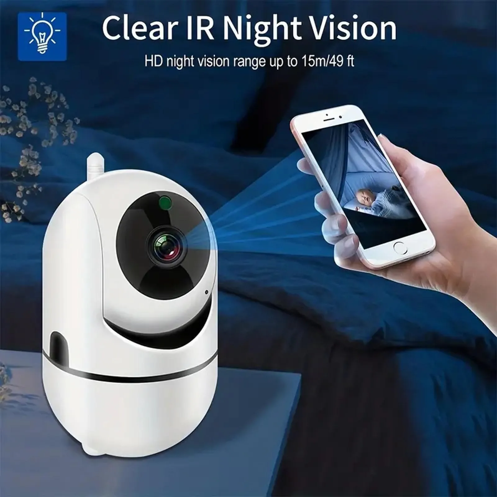 2.4G Wireless Wifi Security Home Camera, Baby and Pet Monitor, Wireless Auto Tracking Monitor, Two-Way Language-Night Vision