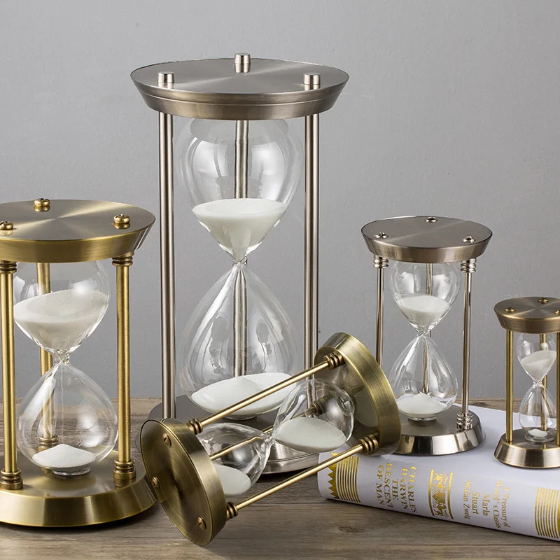 3/5/10/15/30 Minutes European Retro Metal Hourglass Timer Living Room Office Desktop Decoration Sand Clock Ornaments Sandglass