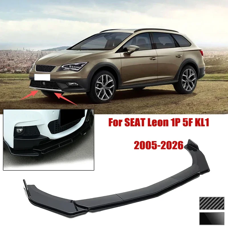 5pcs Front Bumper Shovel For SEAT Leon 1P 5F KL1 2005-2026 Spoiler Front Bumper Deflector Anti Scratch Protection Device