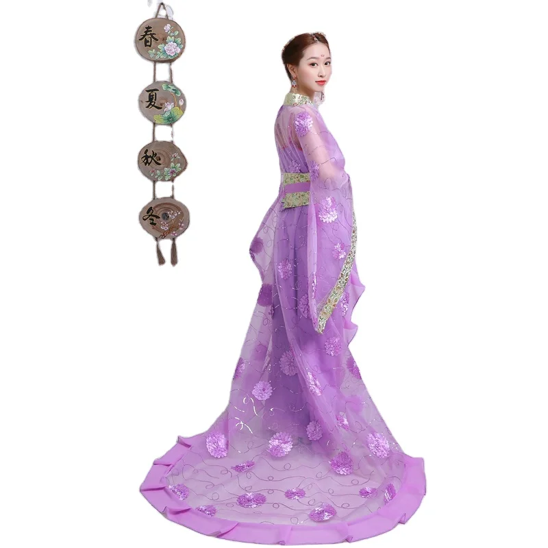 

Ancient China Imperial Concubine Tailing Dress Empress Princess Fairy Hanfu Zither Performance Costume Annual Meeting Outfit