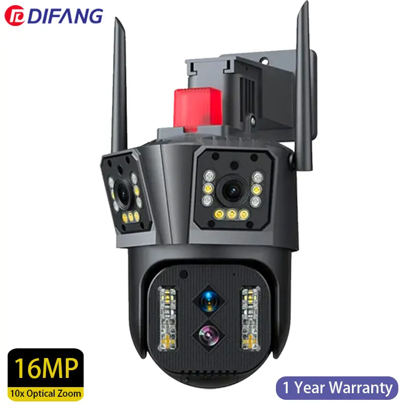 

DIFANG 16MP 8K Four Lens PTZ WiFi IP Surveillance Camera Security Camera CCTV Waterproof Panoramic Outdoor Home 10x Optical Zoom