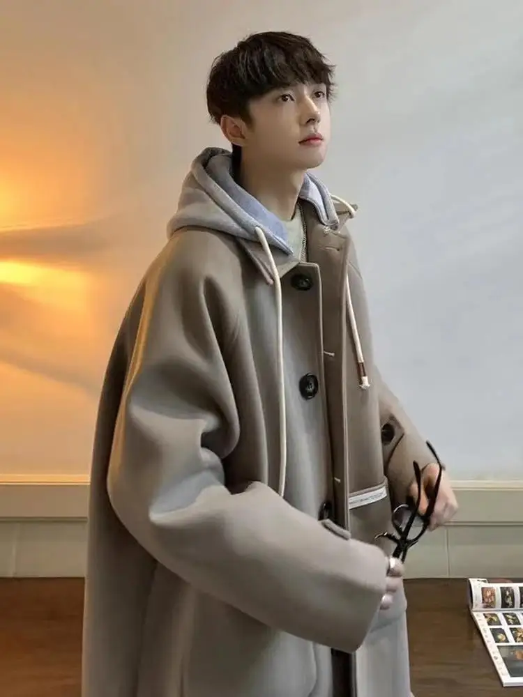 

Winter Warm Woolen Coat with Hood Mid-Length ex Luxury Faionable Design Versatile Sli Outerwear for Cold Weather