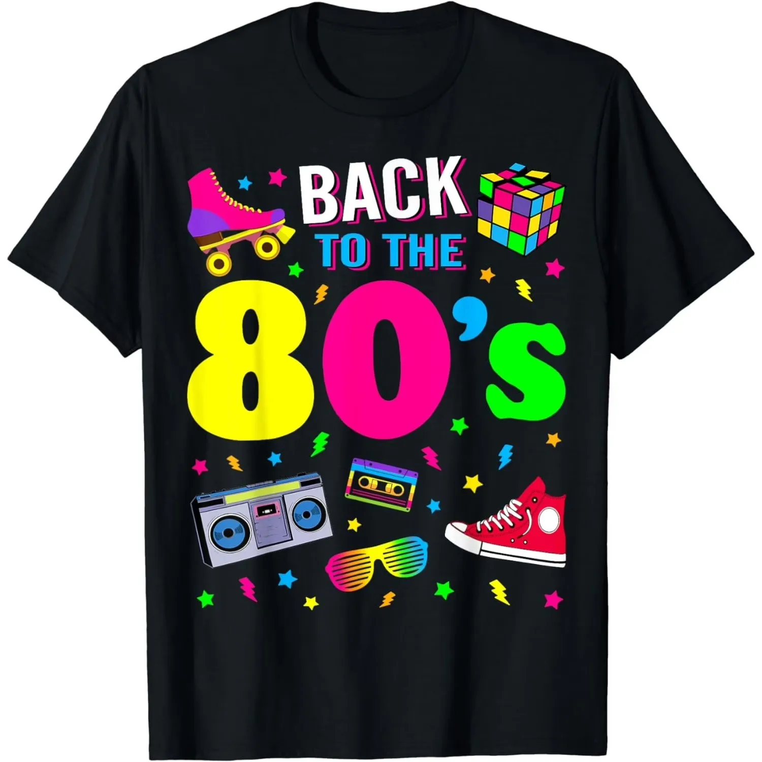 Back To The 80s Graphic Tee Retro Vintage Eighties Costume Party Print T-Shirt
