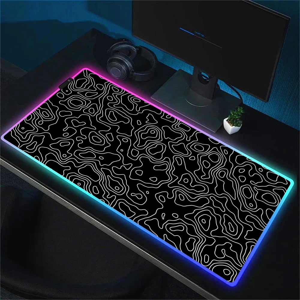 

Игровой коврик для мыши XXL RGB, жидкий Настольный коврик для мыши, черный цвет, большой светодиодный аксессуары для геймеров, компьютерный коврик с подсветкой